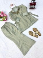 Rakhi Special Grey Color Salsa Crush Fabric Hand Work Shrug Cord Set