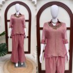 Rakhi Special Pink Color Salsa Crush Fabric Hand Work Shrug Cord Set