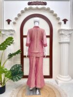Rakhi Special Pink Color Salsa Crush Fabric Hand Work Shrug Cord Set