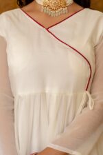 Rakhi Special White Color Nc Moss Fabric Ruffle Style Gown
