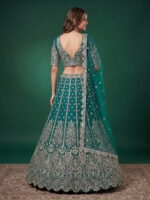 Rama Color Soft Net Fabric Multiple Sequence Embroidery Work Bridal Lehenga