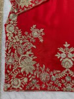 Red Color Chinon Silk Fabric Thread With Sequence Work Palazzo Suit