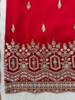 Red Color Faux Georgette Fabric Sequence With Bead Work Suit