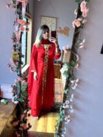 Red Color Georgette Fabric Velvet With Hand Work Sharara Suit
