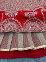 Red Color Kesariya Satin Fabric Jari With Sequence Work Lehenga