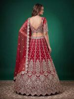 Red Color Soft Net Fabric Multiple Sequence Embroidery Work Bridal Lehenga