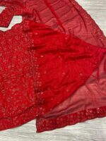 Red Color Vichitra Silk Fabric Sequence With Embroidery Coding Work Lehenga