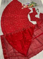 Red Color Vichitra Silk Fabric Sequence With Embroidery Coding Work Lehenga