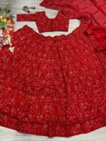 Red Color Vichitra Silk Fabric Sequence With Embroidery Coding Work Lehenga