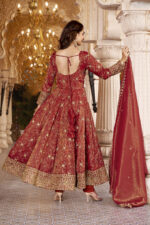Rust Color Cosmos Fabric Sequence With Bead Work Anarkali Suit
