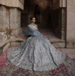 Sky Color Crepe Silk Fabric Jari With Sequence Work Lehenga