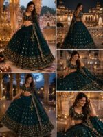 Teal Green Color Georgette Fabric Embroidery With Sequence Work Lehenga