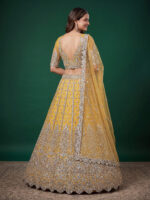 Yellow Color Soft Net Fabric Multiple Sequence Embroidery Work Bridal Lehenga