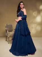 Blue Color Georgette Fabric Sequence With Jari Work Lehenga