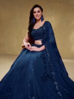 Blue Color Georgette Fabric Sequence With Jari Work Lehenga