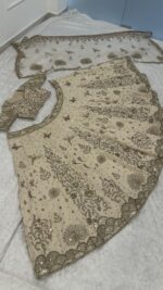 Bollywood Actress Aditi Rao Cream Color Slub Silk Fabric Jari With Sequence Work Lehenga