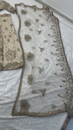 Bollywood Actress Aditi Rao Cream Color Slub Silk Fabric Jari With Sequence Work Lehenga