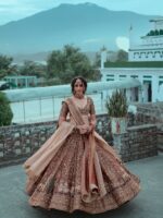 Chocolate Color Kasturi Silk Fabric Thread With Sequence Work Lehenga
