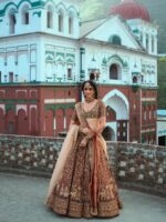 Chocolate Color Kasturi Silk Fabric Thread With Sequence Work Lehenga