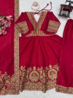 Dark Pink Color Chinon Fabric Sequence With Coding Work Anarkali Palazzo Suit