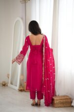 Dark Pink Color Faux Georgette Fabric Sequence With Bead Work Suit