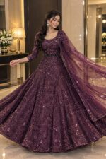 Deep Purple Color Kasturi Silk Fabric Sequence Work Lehenga