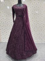 Deep Purple Color Kasturi Silk Fabric Sequence Work Lehenga
