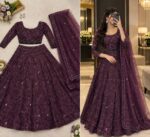 Deep Purple Color Kasturi Silk Fabric Sequence Work Lehenga