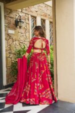 Gajri Color Chinon Silk Fabric Digital Print Work Lehenga