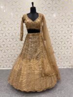 Gold Color Soft Butterfly Net Fabric Sequence Work Lehenga