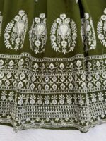 Green Color Faux Georgette Fabric Embroidery With Sequence Work Anarkali Suit