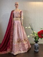 Light Pink Color Taffeta Silk Fabric Sequence With Embroidery Multi Work Lehenga