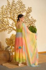 Multi Color Faux Georgette Fabric Digital Print Work Anarkali Suit