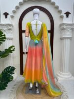 Multi Color Faux Georgette Fabric Digital Print Work Anarkali Suit