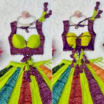 Multi Color Heavy Rayon Fabric Digital Print Work Navratri Lehenga
