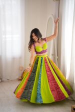 Multi Color Heavy Rayon Fabric Digital Print Work Navratri Lehenga