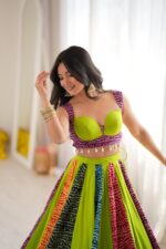 Multi Color Heavy Rayon Fabric Digital Print Work Navratri Lehenga