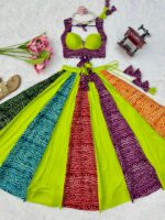 Multi Color Heavy Rayon Fabric Digital Print Work Navratri Lehenga