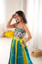 Multi Color Heavy Rayon Fabric Gota Patti Work Navratri Lehenga