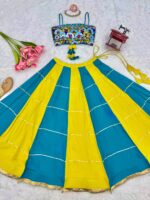 Multi Color Heavy Rayon Fabric Gota Patti Work Navratri Lehenga