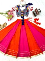 Multi Color Heavy Rayon Fabric Gota Patti Work Navratri Lehenga