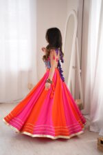 Multi Color Heavy Rayon Fabric Gota Patti Work Navratri Lehenga