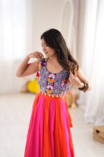 Multi Color Heavy Rayon Fabric Gota Patti Work Navratri Lehenga