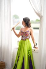 Multi Color Heavy Rayon Fabric Gota Patti Work Navratri Lehenga
