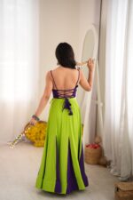 Multi Color Heavy Rayon Fabric Gota Patti Work Navratri Lehenga