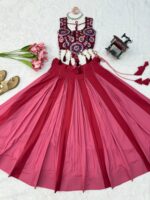 Multi Color Heavy Rayon Fabric Lagdi Patta Lace Work Navratri Lehenga