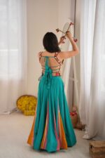 Multi Color Heavy Rayon Fabric Lagdi Patta Lace Work Navratri Lehenga