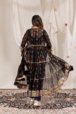 Navratri Special Black Color Faux Georgette Fabric Foil Mirror Work Shrug Jeans Set