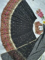Navratri Special Black Color Georgette Fabric Digital Print With Real Mirror Work Lehenga