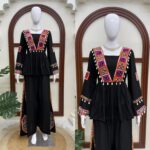 Navratri Special Black Color Rayon Silk Fabric Real Mirror Work Palazzo Set